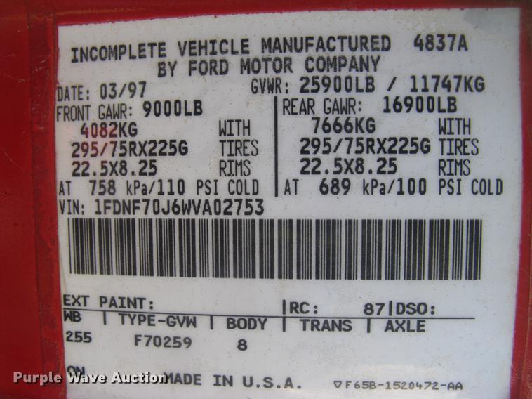 image for item DC1250 1998 Ford F700 grain truck