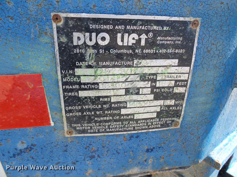 image for item DE5157 1998 Duo Lift 464014E header trailer