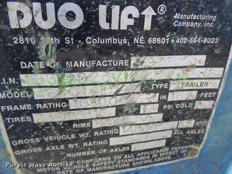 image for item DE5157 1998 Duo Lift 464014E header trailer