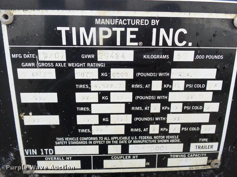 image for item DB7064 2008 Timpte double hopper grain trailer