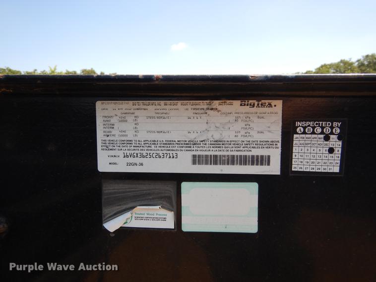 image for item DC5943 2012 Big Tex 22GN-36 equipment trailer