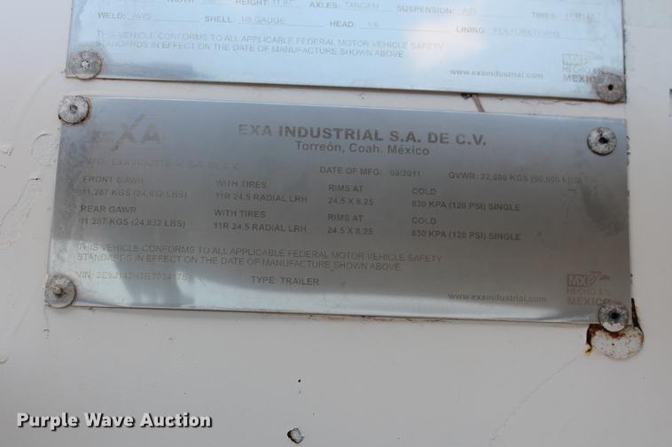 image for item DD4980 2011 EXA P-T2011 pneumatic dry bulk tank trailer