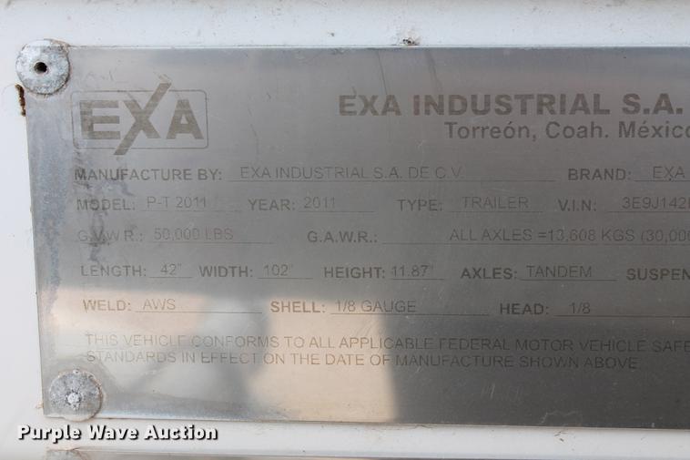 image for item DD4980 2011 EXA P-T2011 pneumatic dry bulk tank trailer
