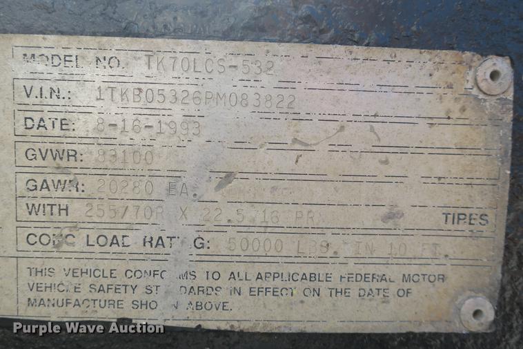 image for item DE3792 1993 Trail King TK70LC-532 drop deck trailer