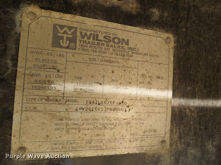 image for item DE5160 2002 Wilson CF900 flatbed trailer