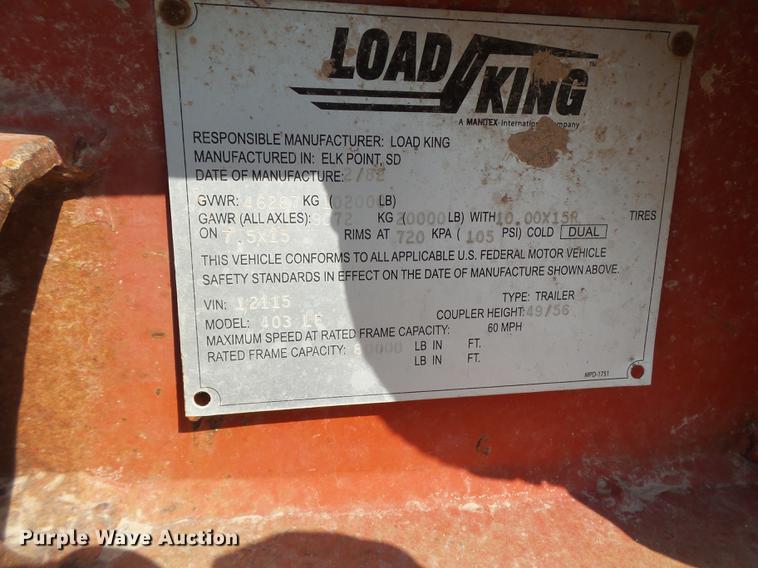 image for item EN9619 1982 Load King 403LF equipment trailer