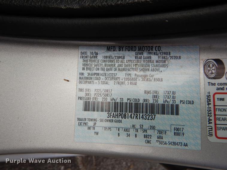 image for item DB8279 2007 Ford Fusion SEL