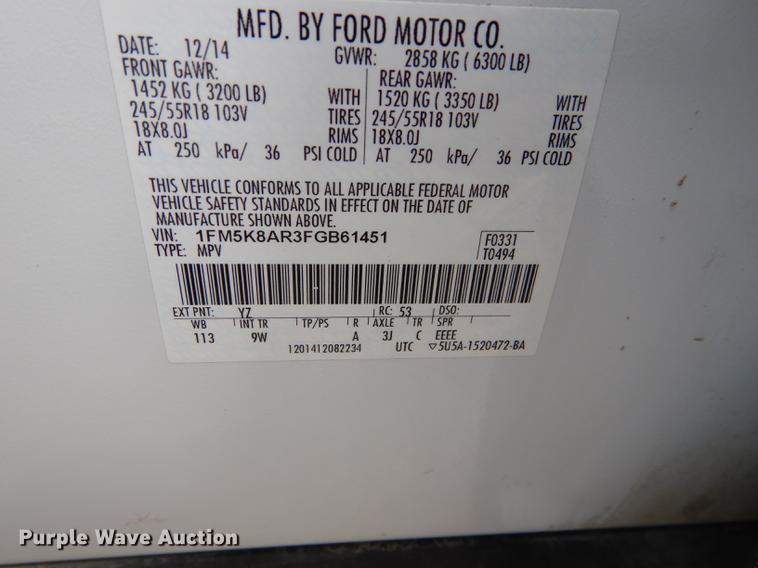 image for item DB8294 2015 Ford Explorer Police SUV