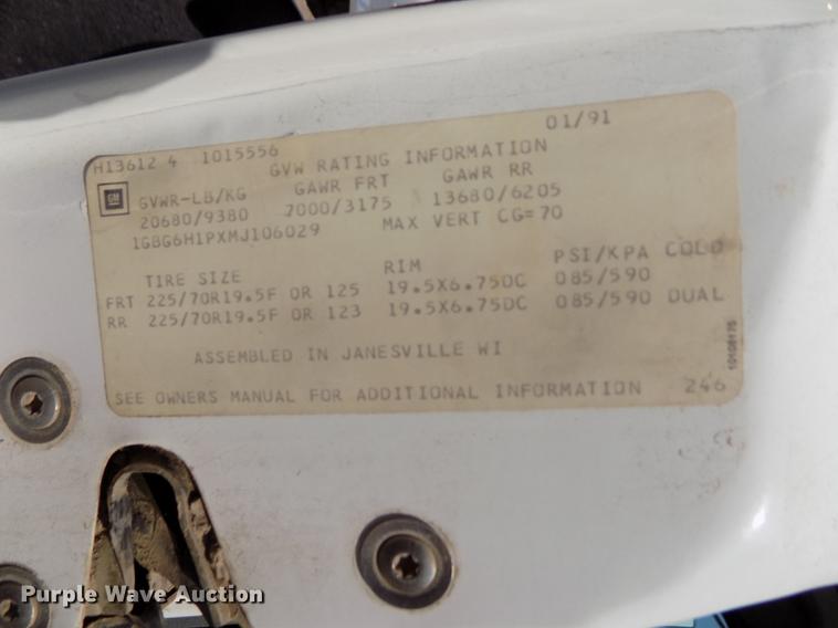 image for item DB9159 1991 Chevrolet Kodiak C6500 sewer jetter truck