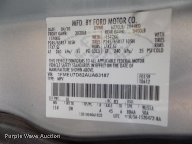 image for item DB9167 2010 Ford Explorer SUV