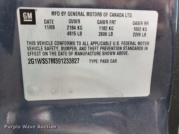 image for item DF2356 2009 Chevrolet Impala Police