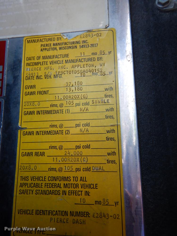 image for item EM9564 1986 Pierce Dash pumper fire truck