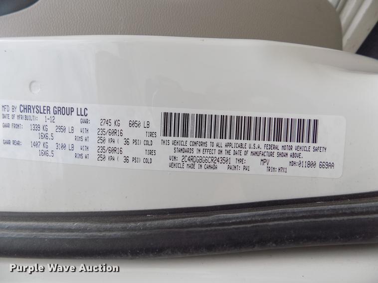 image for item ER9010 2012 Dodge Grand Caravan van