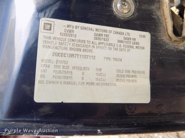 image for item ER9052 1996 Chevrolet Silverado 1500 Ext. Cab pickup truck