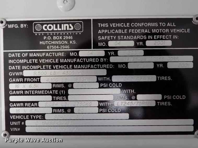 image for item ER9071 2001 Chevrolet Express 3500 Cargo school bus