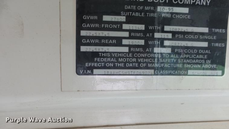 image for item ET9455 1996 Blue Bird TC2000 school bus