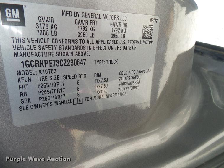 image for item DD5275 2012 Chevrolet Silverado 1500 Ext. Cab pickup truck