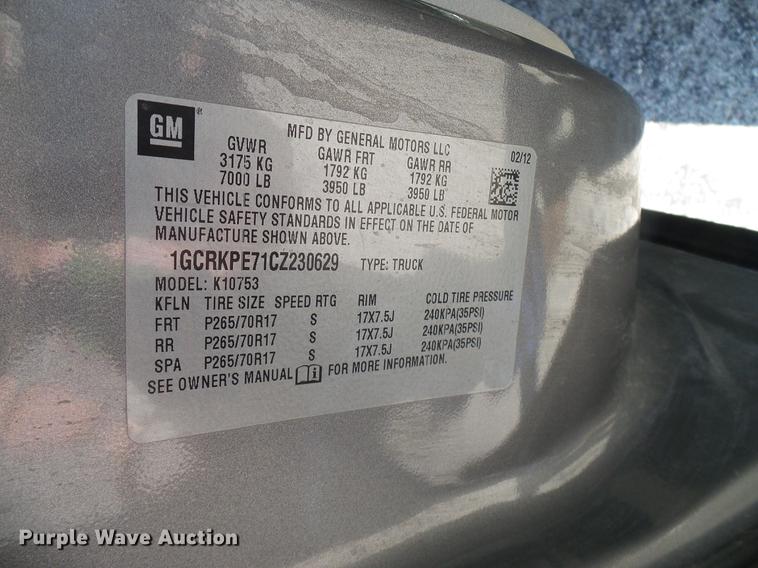 image for item DD5278 2012 Chevrolet Silverado 1500 Ext. Cab pickup truck