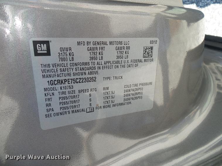 image for item DD5285 2012 Chevrolet Silverado 1500 Ext. Cab pickup truck