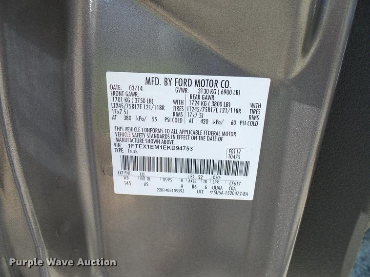 image for item DD5290 2014 Ford F150 XL SuperCab pickup truck