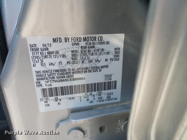 image for item DD5292 2012 Ford F250 Super Duty XL Crew Cab pickup truck