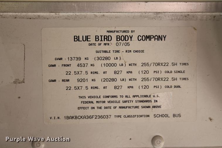 image for item DD5257 2006 Blue Bird Vision bus