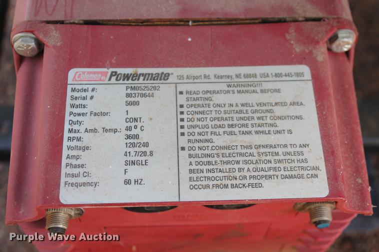 image for item DD5306 Coleman Powermate Maxa 500ER generator