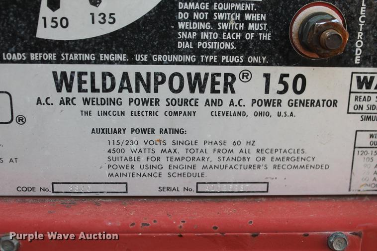 image for item DD5307 Lincoln Weldanpower 150 welder/generator