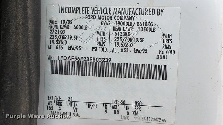 image for item DD7320 2003 Ford F550 Super Duty XL service truck