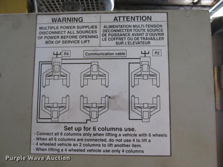 image for item DX9449 2002 Sefac 1200M65 auto column lift