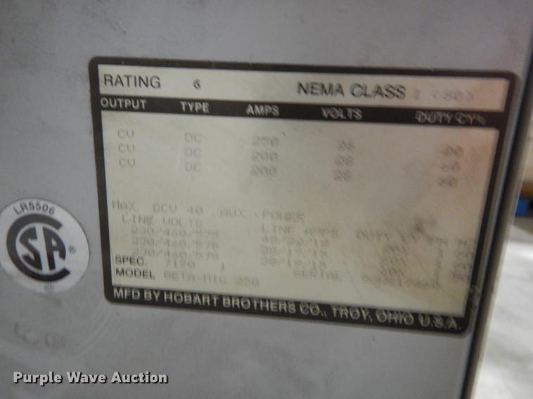 image for item EM9613 Hobart BetaMig 250 wire feed welder