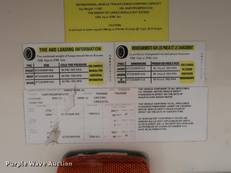 image for item EP9425 2015 Cedar Creek Silverback camper