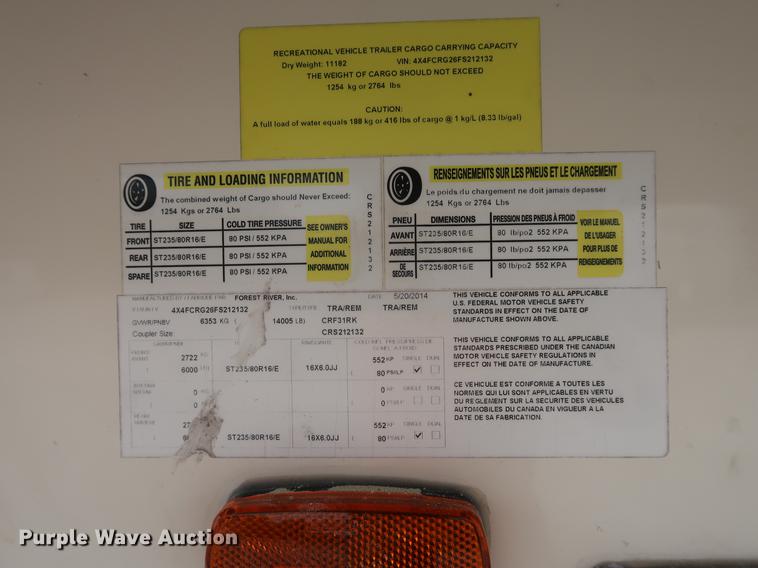 image for item EP9425 2015 Cedar Creek Silverback camper