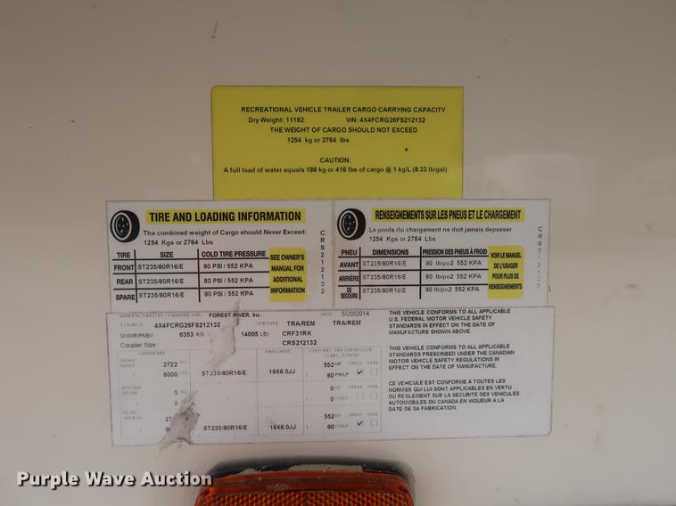 image for item EP9425 2015 Cedar Creek Silverback camper