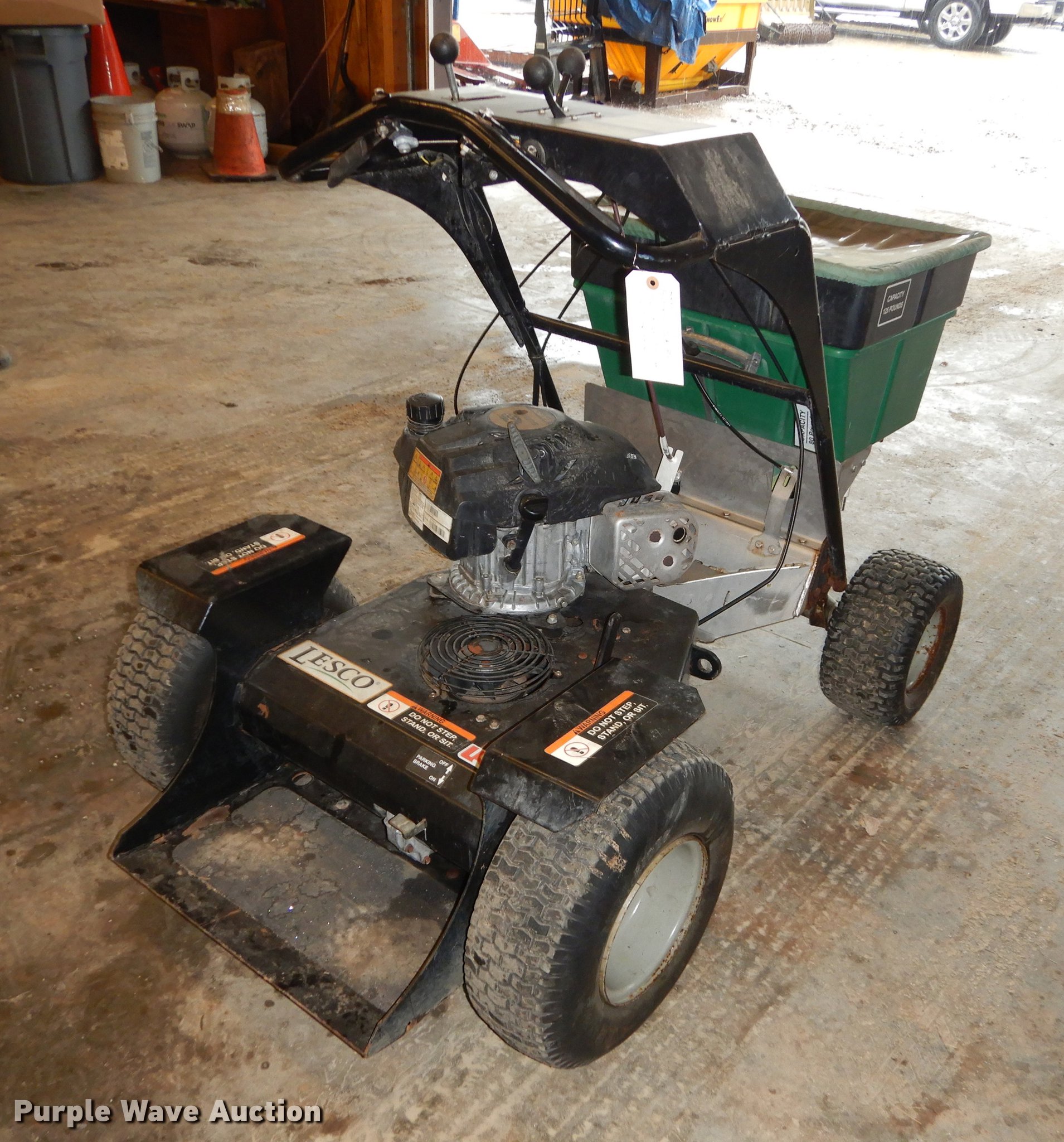 Lesco fertilizer spreader in Topeka, KS Item EM9598 sold Purple Wave