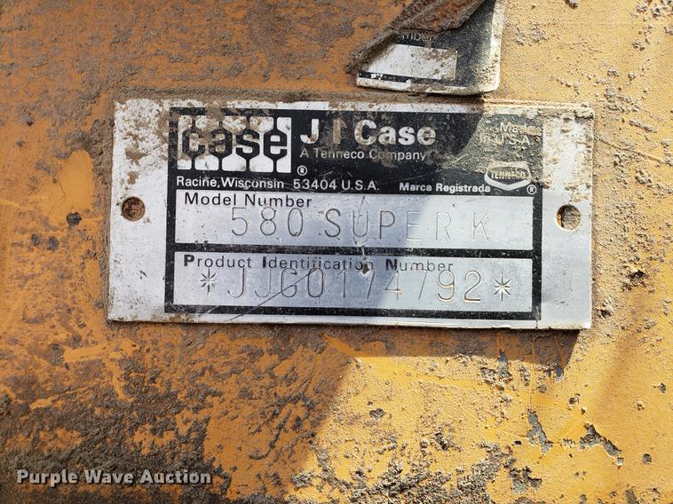 image for item BW9198 1993 Case 580 Super K backhoe
