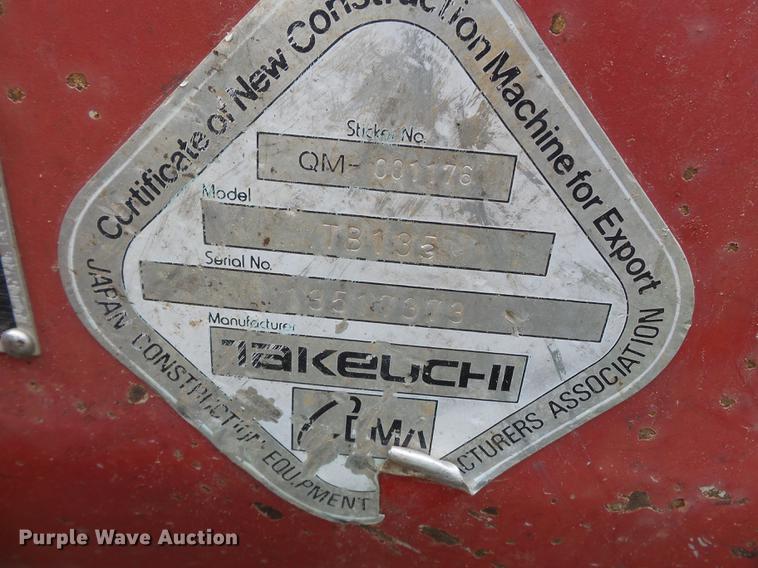 image for item DB7059 2006 Takeuchi TB135 mini excavator