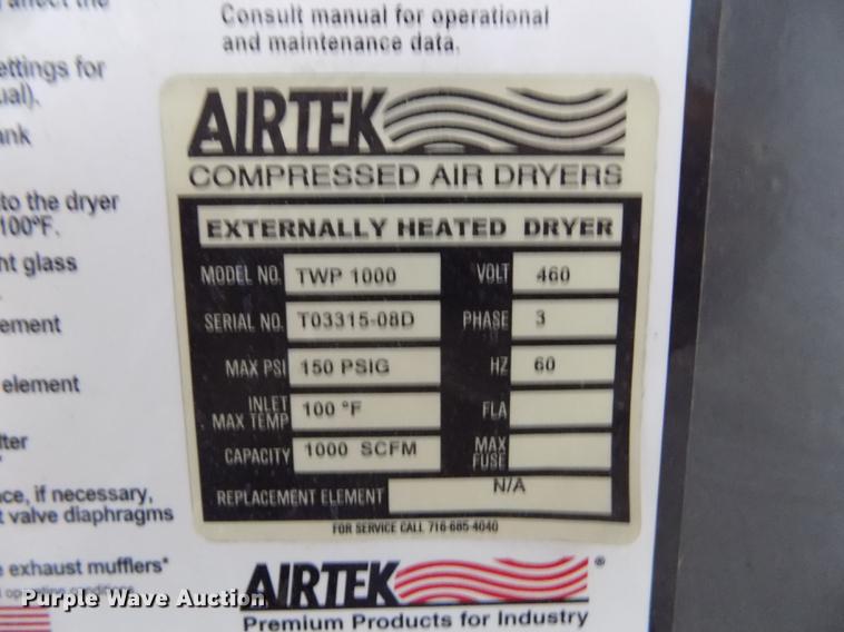 image for item DB9180 Airtek TWP1000 compressed air dryer