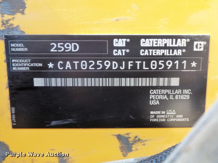 image for item DC7277 2015 Caterpillar 259D skid steer