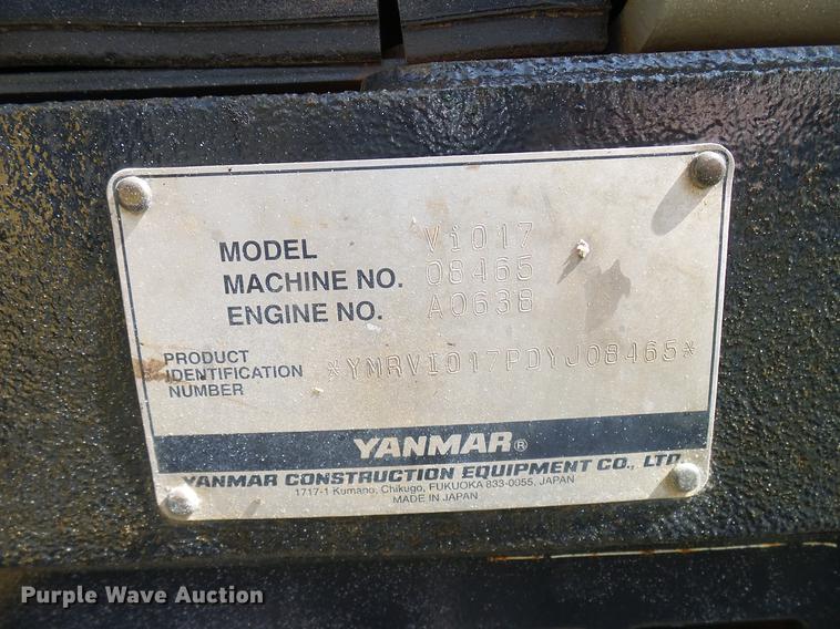 image for item DD8366 2013 Yanmar VI017 mini excavator