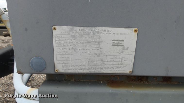 image for item DC1259 2007 Atlas Copco XAS185JD7 compressor