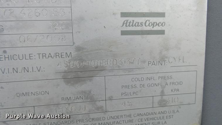image for item DC1259 2007 Atlas Copco XAS185JD7 compressor