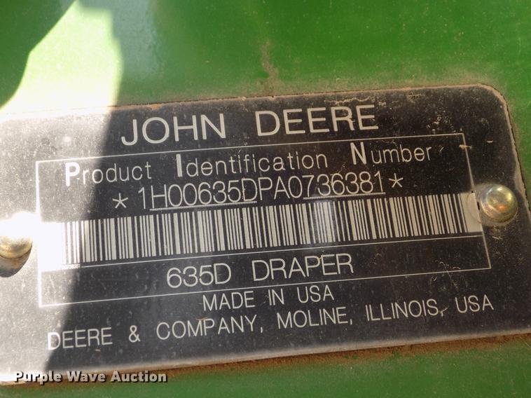 image for item DB9183 2010 John Deere 635D rigid draper head