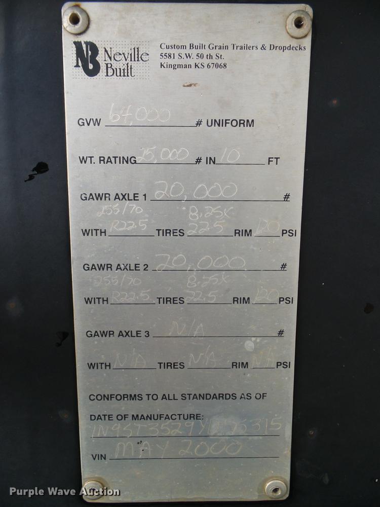 image for item DD5266 2000 Neville Built sprayer trailer
