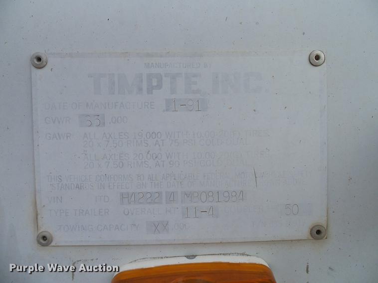 image for item DD5268 1991 Timpte double hopper bottom grain trailer