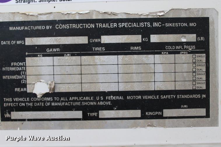 image for item BE9314 2004 CTS end dump trailer