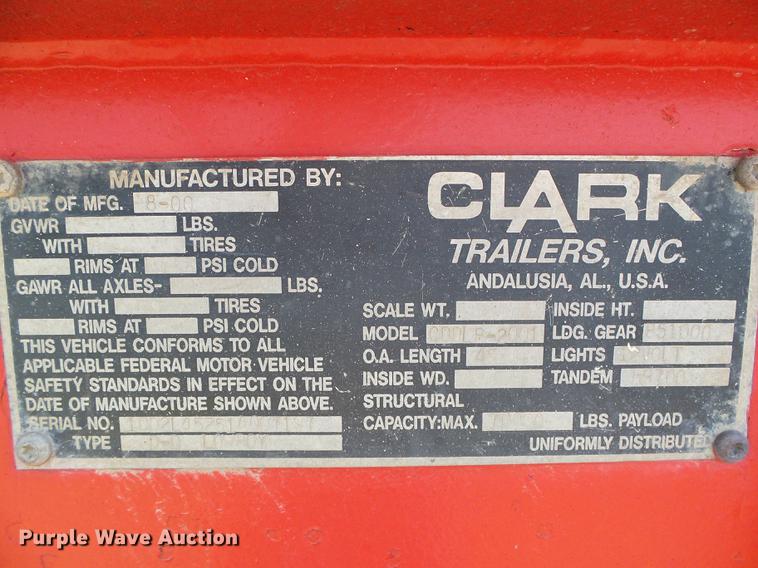 image for item DD5861 2001 Clark CDDLR-2001 lowboy equipment trailer