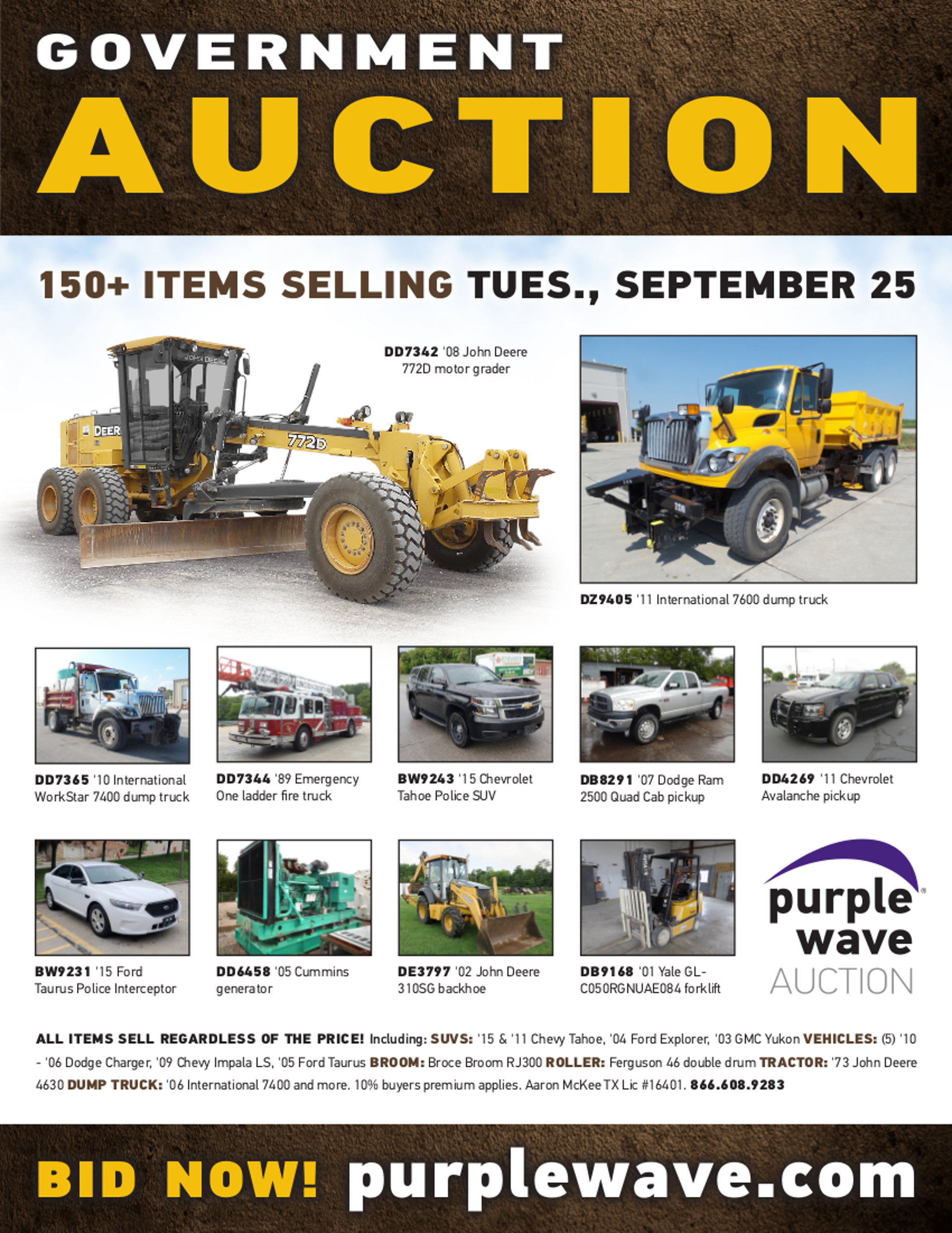 SOLD! Government Auction Items Sold 9252018 Purple Wave