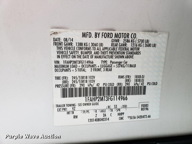 image for item BW9231 2015 Ford Taurus Police Interceptor