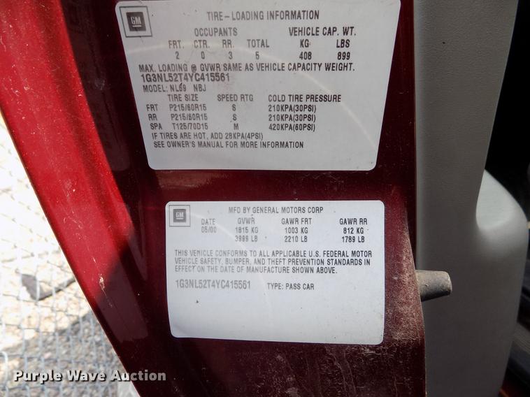 image for item DB9140 2000 Oldsmobile Alero